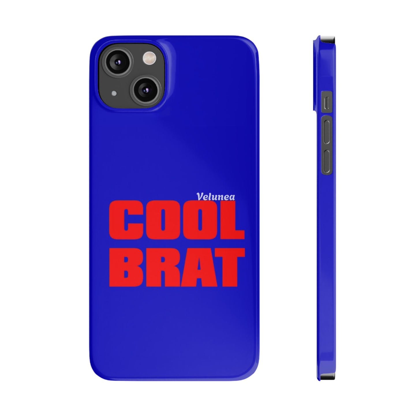 Cool Brat – Bold Red Typography on Royal Blue