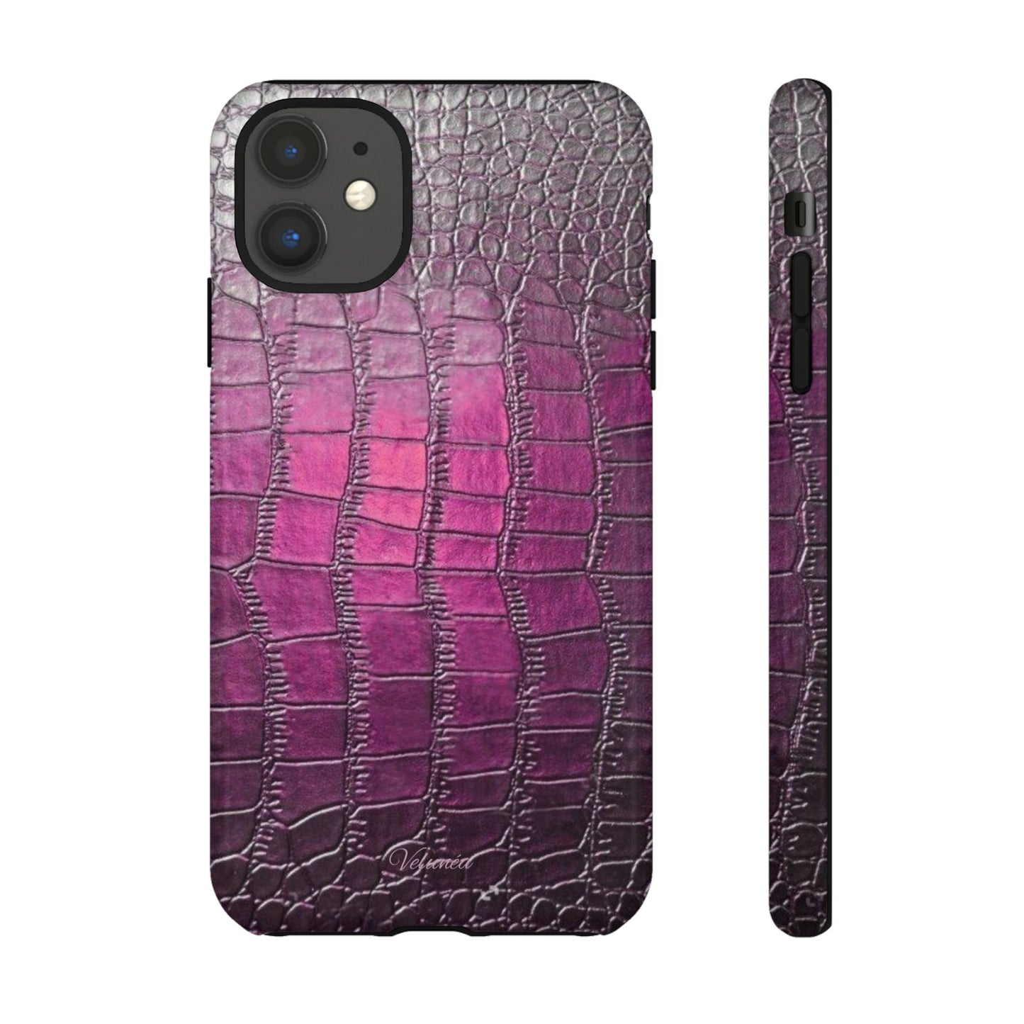 Velunéa Amethyst Croc Case – Glossy Purple Luxe iPhone Case